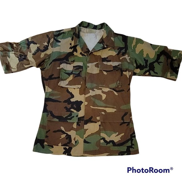 Camo Shirt Jacket Woodland Military Combat/Hunting Coat Size M X Long - Picture 1 of 8